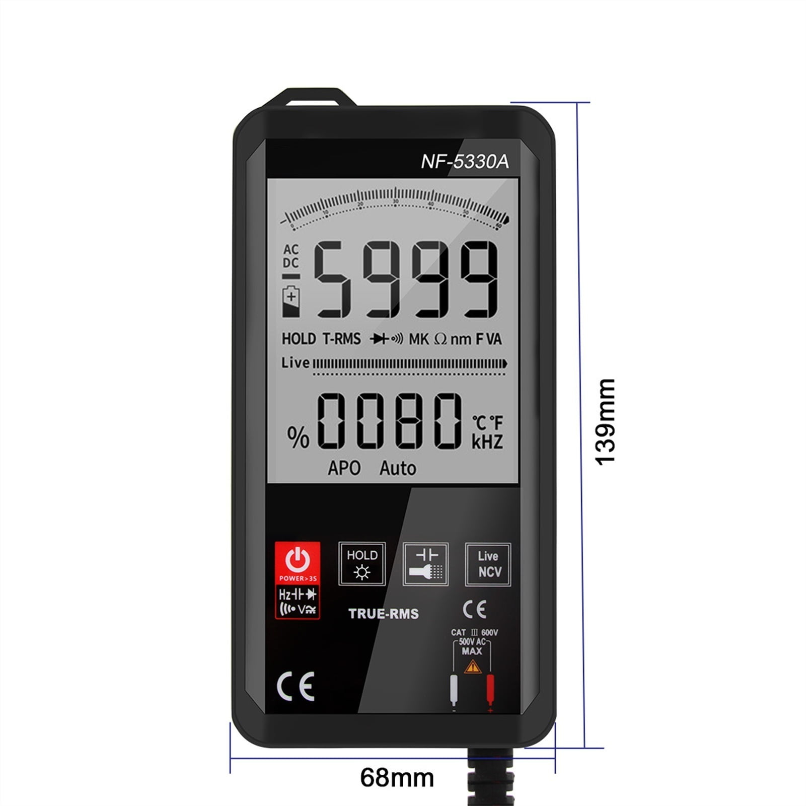 NF-5330A Digital Multimeter Counts LCD Color Display DC AC Voltage Capacitance Diode Meter Continuity Tester ,Fast Responses