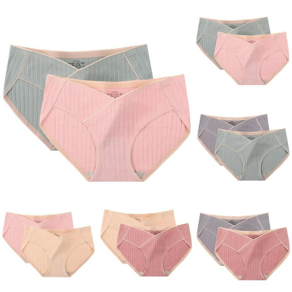 Ashirexll Womens Cotton Underwear, Plus Size Underwear for Women, Fall Winter Plus Size Maternity Underwear Low Waist Support Solid Cotton Panties