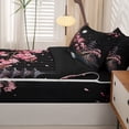thumbnail image 5 of Homewish Japanese Ink Painting Zipper Twin Comforter Sets with Fitted Sheet and 2 Pillowcases,Romantic Cherry Blossom Zipper Bedding Set,Black Reversible,4pcs, 5 of 8