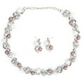 thumbnail image 1 of Women Faux Pearl Necklace Earrings Set Bridal Jewelry Set with Rhinestone (Silvery White), 1 of 13