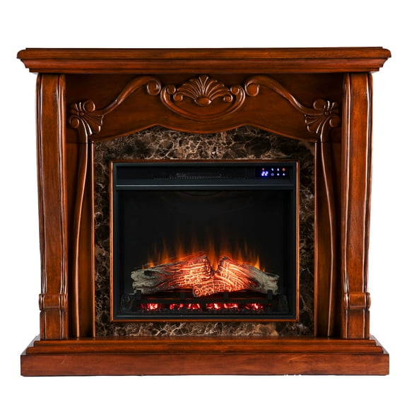 Southern Enterprises 45.25" Brown Classic Victorian Electric Fireplace