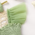 thumbnail image 5 of ZEHJUHAN Baby Girl Tulle Romper Summer Bodysuit with Flutter Sleeves Floral Embroidery Cake Smash Outfit First Birthday Photo Shoot Green，0-3M, 5 of 7