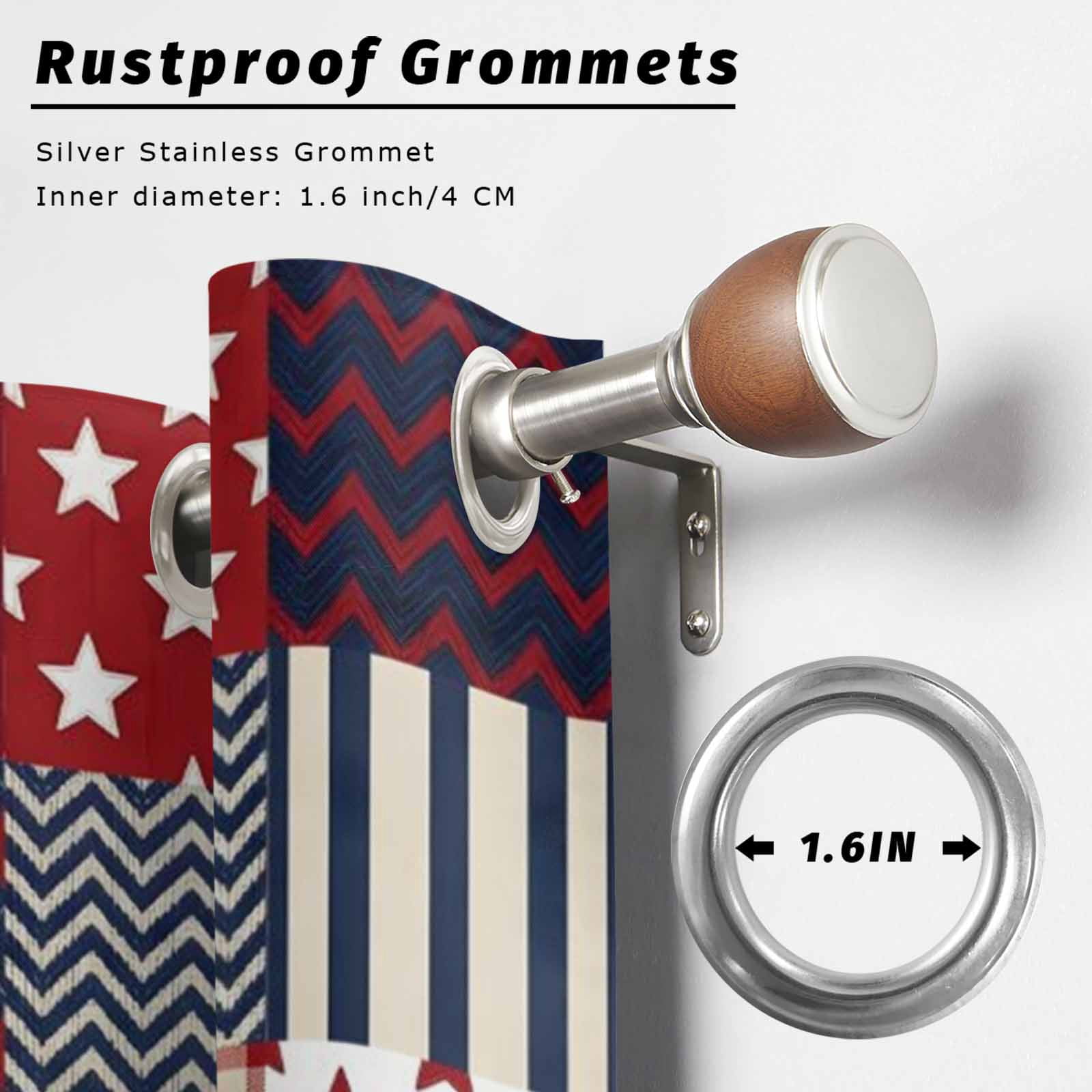 4th of July Independence Day Outdoor Curtains for Patio, Red Blue Star Striped Patchwork Sunshade Privacy Drapes Grommet Waterproof Outside Curtains for Porch/Cabana/Balcony 54"x 108", 1 Panel