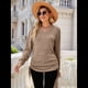 thumbnail image 5 of Camisetas para Mujer, Larga, Cuello en V, Básicas, Informales, Holgadas, Suaves, para Otoño. Café L, 5 of 10