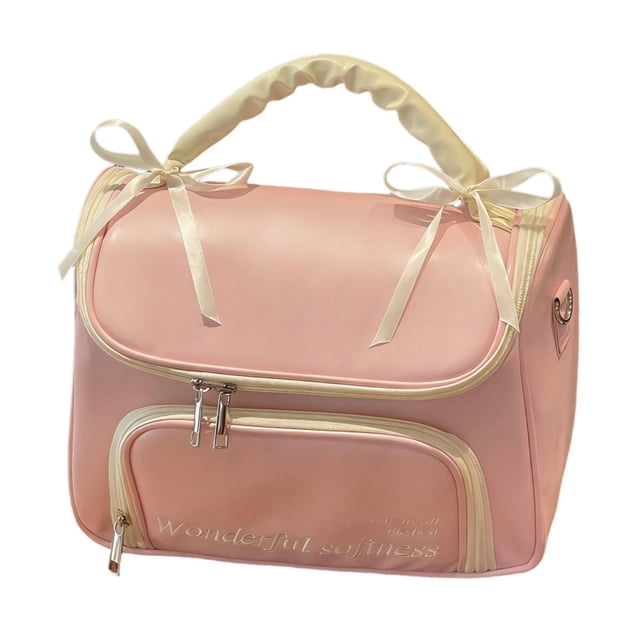 Neceser organizador de cosméticos para baño, bonita bolsa de almacenamiento portátil para maquillaje de mujer Rosa L