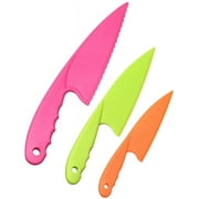 Codream 3 Pieces Kid Plastic Kitchen Knife Set, Children's Safe Cooking Chef Nylon Knives for Fruit, Bread, Cake, Salad, Lettuce Knife (Color 3)