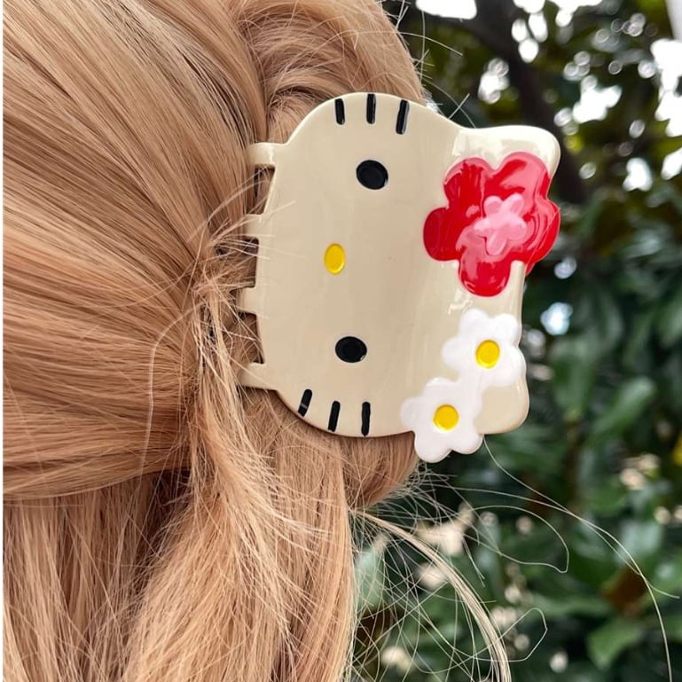 Sweet Girly Acetate Hair Claw Clip - Cute Cat and Dog Large Shark Hair Clip, Ponytail Claw for Women and Girls