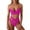 01#Hot Pink, variant on Women's Bicolor Two Piece Hollow Out Sweetheart Neck Bikini Swimsuit Set