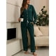 thumbnail image 2 of Conjunto de pijama ZMJ Postpartum, camisa de manga larga y pantalones, color verde azulado M, 2 of 8