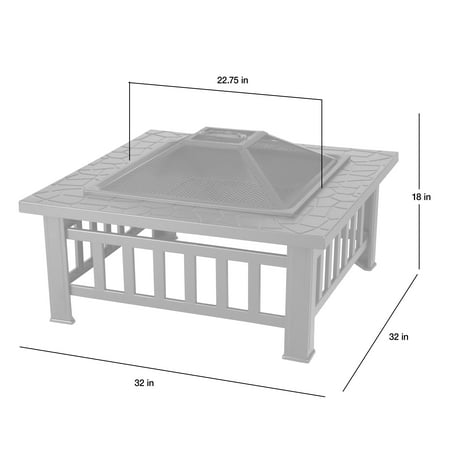 Fire Sense - Stonemont Square Fire Pit - black