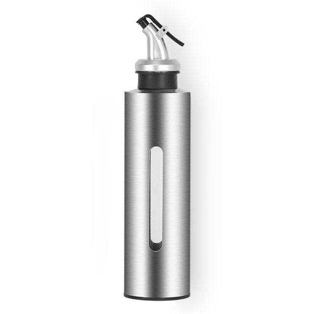 Bewildely Botella de aceite inoxidable para cocina, soporte para salsa de soja, dispensador, ventana, herramienta, utensilio para cocinar, Cocina y Comedor 290ml