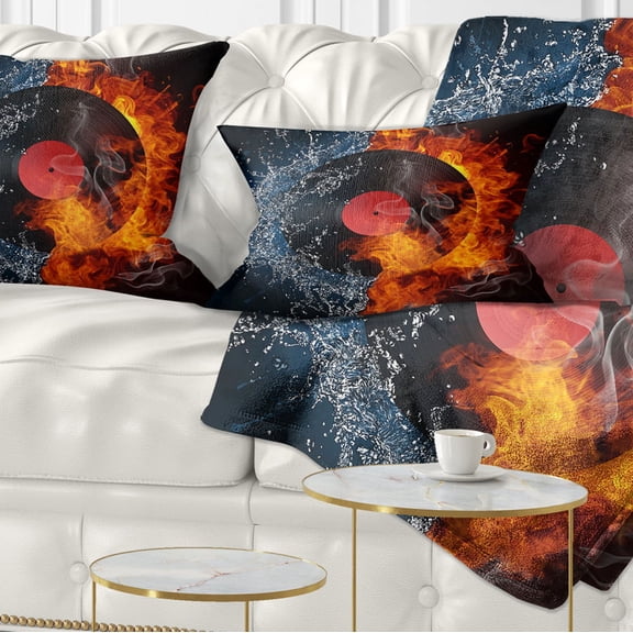 Designart Record Abstract - Abstract Throw Pillow - 12x20