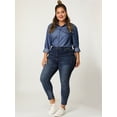 thumbnail image 4 of CamiVaqueManLarBolsillo En El Pecho BluDe Cambray Botón Abajo TalGrande PaMujeres Azul XXL, 4 of 6