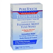 Pure Touch Skin Care Individual Flushable Moist Tush Wipes Medicated Packets, 24 Ea , 2 Pack