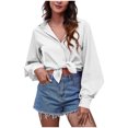 thumbnail image 2 of FAIWAD Womens Long Sleeve Tunic Tops V Neck Button Down Color Block Casual Basic Pullover Tops, 2 of 7