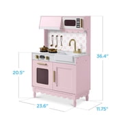 Best Choice Products Toddler Kitchen Playset, Wooden Kids Toy Kitchen w/ Microwave, Oven, 5pcs & Storage - Blush Pink