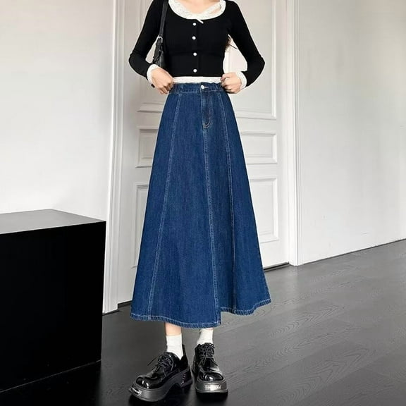 2025 Spring Summer New High Waist Slim Fit Casual Midi Denim Skirt for Women Jeans for Women