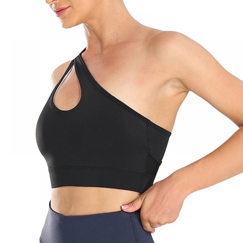one shoulder yoga bra
