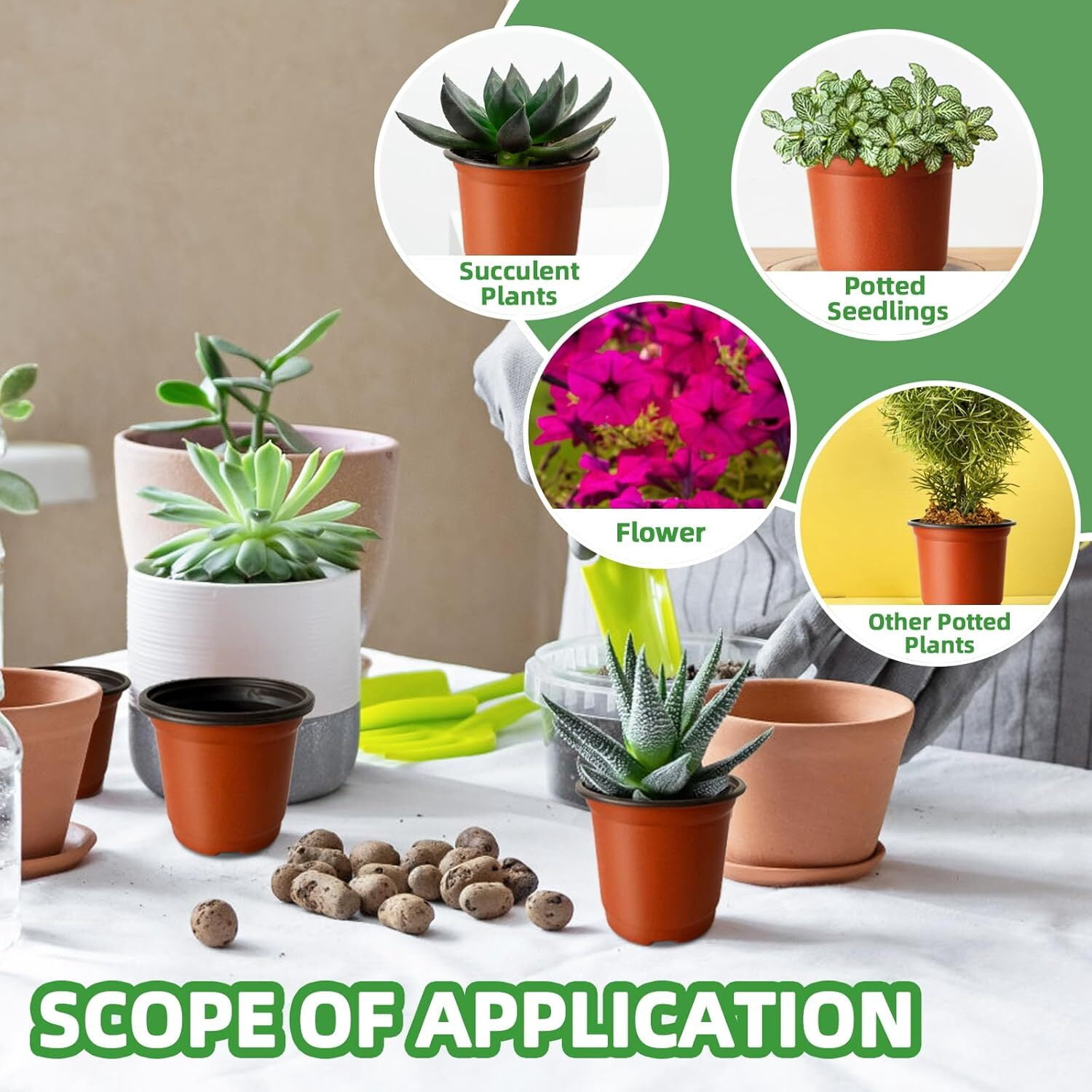 6" Plastic Plant Nursery Pot/Pots,200 Pack Plant Pot with Drainage,Seedlings Flower Plant Container (Red) Seed Starting Pots Indoor Outdoor