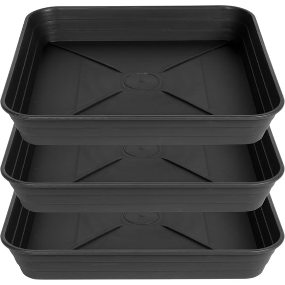 chalian-3 Pack Square Plant Saucer Tray 20 inch, Heavy Duty Plastic Plant Saucers for Indoors Outdoor, Flower Plant Drip Trays for Pots, Square Seed Starting Tray, Seedling Growing Trays