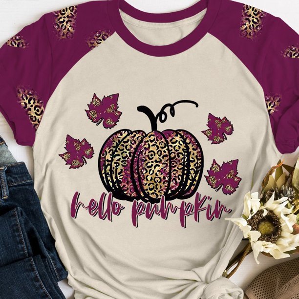 Camiseta De Manga Corta De Verano Con Estampado De Arce Y Calabaza A La Moda Para Hombre Y Mujer (2Xl) Likrtyny Arte Deco