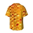 thumbnail image 2 of Easygdp Bees on Hive Honeycomb Men's Casual Short-sleeved Shirt with Pocket and Button Suitable for Beach Vacation Leisure - X-Large, 2 of 7