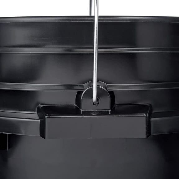 Premium 7 Gallon Bucket, HDPE (1 Pack - Flat Lid Included, Black)