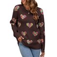 thumbnail image 3 of VISgogo, suéter de punto de manga larga para mujer, cuello redondo, patrón de corazones coloridos, prendas de punto holgadas, suéter de ganchillo informal para mujer VISgogo moda, 3 of 9
