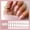 A, variant on Press on Nails Short Square Fake Nails with Flower Designs Nude Pink Glossy Full Cover Stick on Nails Bling Sequins Acylic Nails for Women and Girls