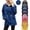 Dark Blue Raincoats for Women, variant on Raincoat for Women Waterproof Hooded Rain Jacket Cinch Waist Rain Coats with Pockets Striped Lined Jackets Blue XL