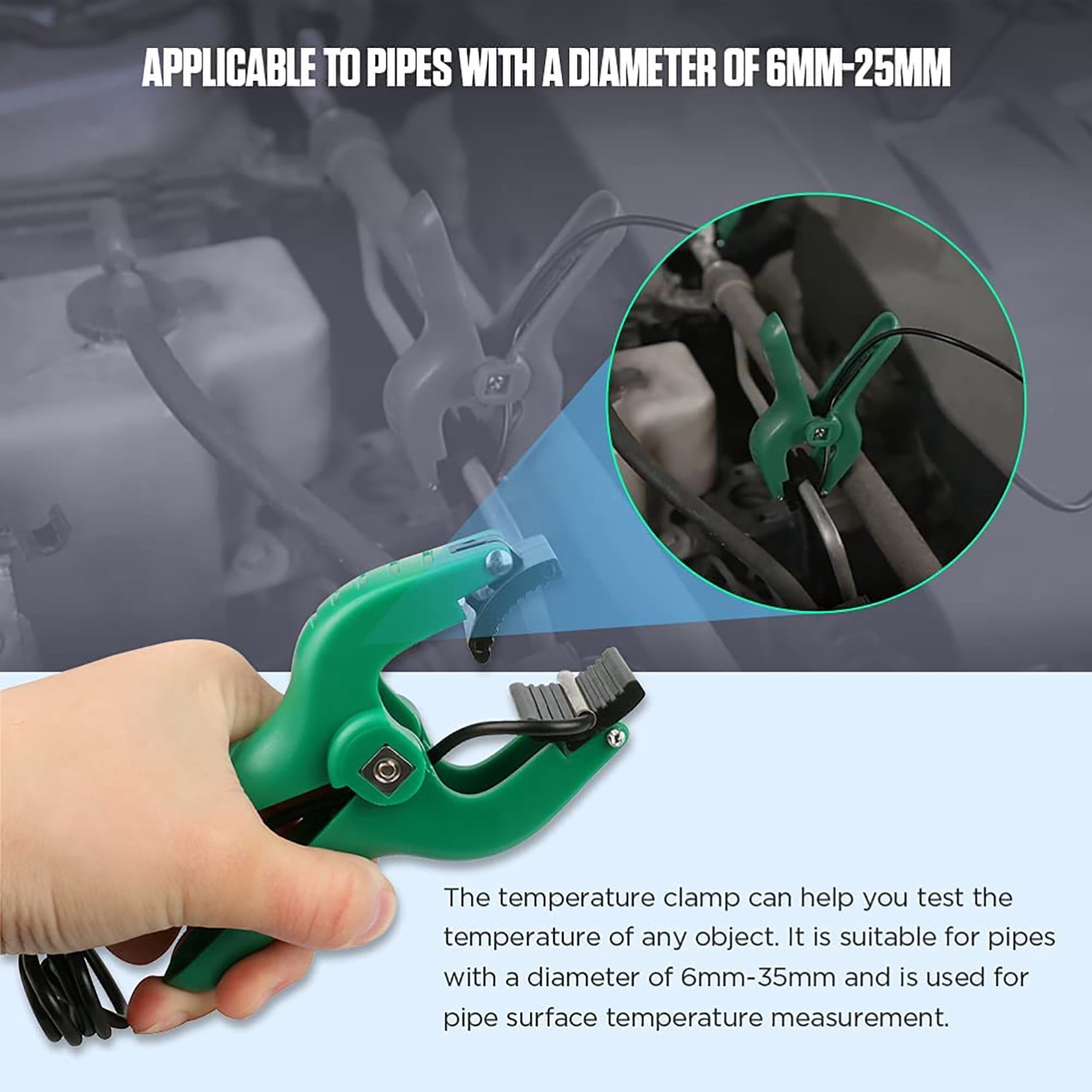 DUOYI 2 Pcs HAVC Temperature Control Clamps 4 Pin Refrigeration Temp Probe Sensor Air Conditioner Pipe Clips, Digital Manifold Gauge Accessories
