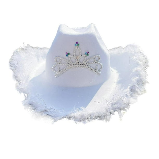 Sombrero vaquero de plumas con tiara, sombreros de terre de decoración occidental con