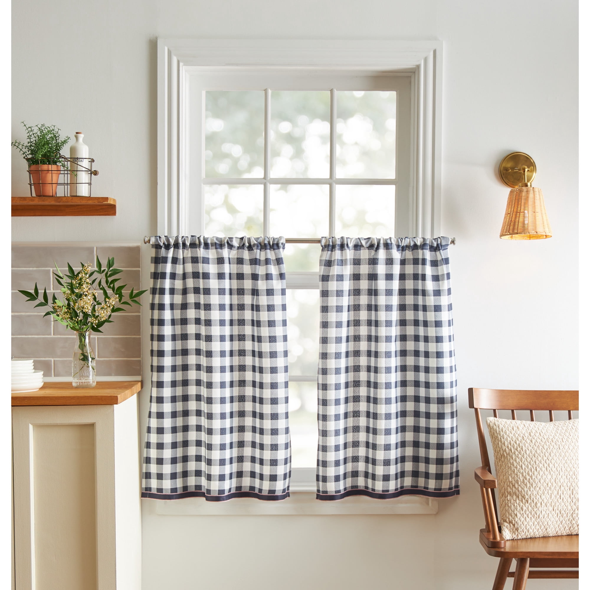 Martha Stewart Chickens 3 Piece Valance & Tier Set, Multicolor, Rod Pocket, Light Filtering, Indoor, Adult, 60" x 14"