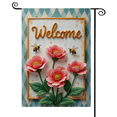 thumbnail image 3 of 3D Floral Welcome Garden Flag Bee Pattern Vintage Yard Banner Gold Lettering Decorative Flag for Front Yard, Porch Decoration, Spring Garden, Home Entrance, Outdoor Party, 3 of 9