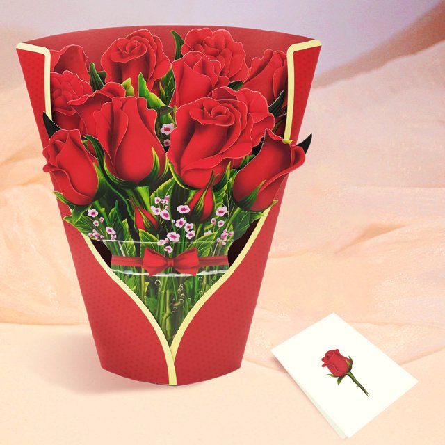 Flor tridimensional 3D Día del Maestro con flores talladas en papel manualidades ramo emergente tarjeta de felicitación navideña creativa