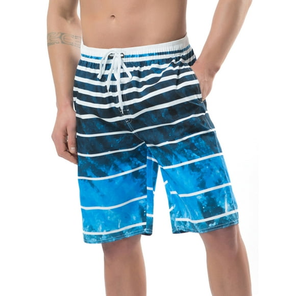 UKAP Shorts de Planche pour Hommes Grande Taille, Maillots de Bain avec Poche Latérale, Shorts de Plage à Cordon Rayé avec Doublure en Maille, Maillots de Bain pour Hommes