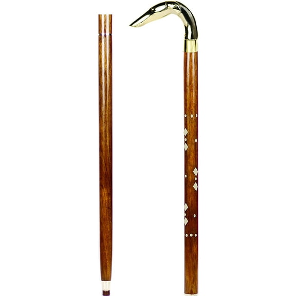 Aluminum & Brass Decorative Rosewood Walking Cane | Full Size Walking-Stick for Men & Women |