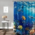 thumbnail image 2 of Blue Ocean Underwater World Sea View Coral Reef Art Home Decoration Bathroom Shower Curtain Multiple Sizes with Hooks, 2 of 7