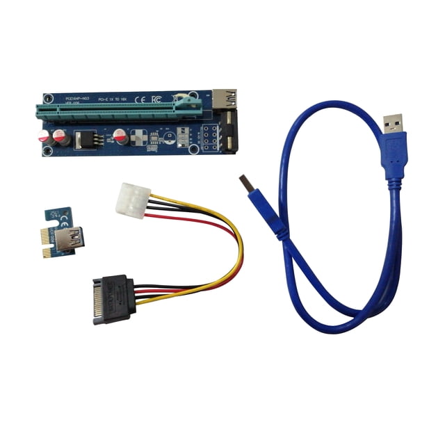 PCI-E Riser Board 4-pin PCI-E 1x to 16x Adapter Card Graphic Card GPU Extender Board with USB Cable