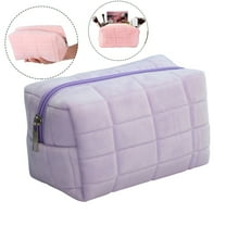 Djiypn Makeup Cosmetic Bag Small Checkered Pouch Make Up Purse Bag Y2k Accessories, Small Makeup Pouch for Travel Essentials Toiletries Accessories(Purple)