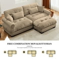 thumbnail image 6 of 93.7" Loveseat Sofa, 2 Seater Modular Sectional Sofa, Camel Large L Shaped Sectional Couches for Living Room, Fluffy Couch, Love Seat, Velvet Cloud Couch with Ottoman, Deep Seat Sofas for Living home, 6 of 12
