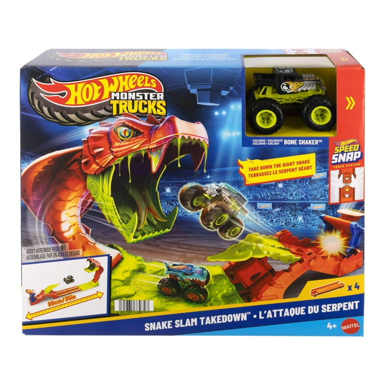 Hot Wheels Monster Trucks Snake Slam Takedown Playset with Bone