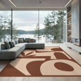 thumbnail image 2 of ODIKA 6'x9' Washable Area Rug Brown Beige Abstract Geometric Design Elegant Interplay with Minimalist Aesthetic for Dining Room, Under Table, Office Décor, Non-Slip Chair-Friendly, 2 of 7