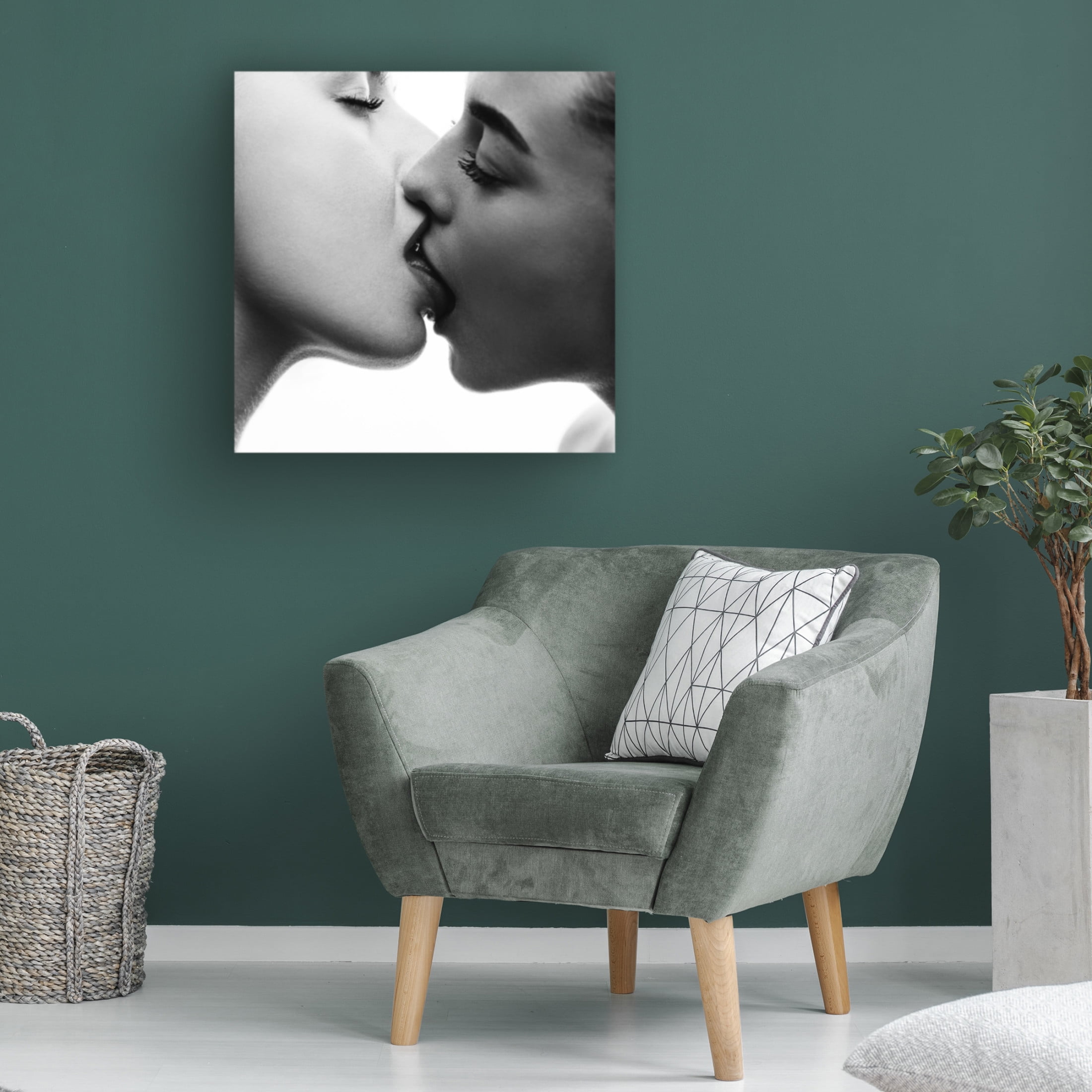 Canvas Wall Art - Martin Krystynek Mqep 'Kiss' Wall Art for Living Room, Bedroom, or Office Décor by Trademark Fine Art - 35 x 35 Inches