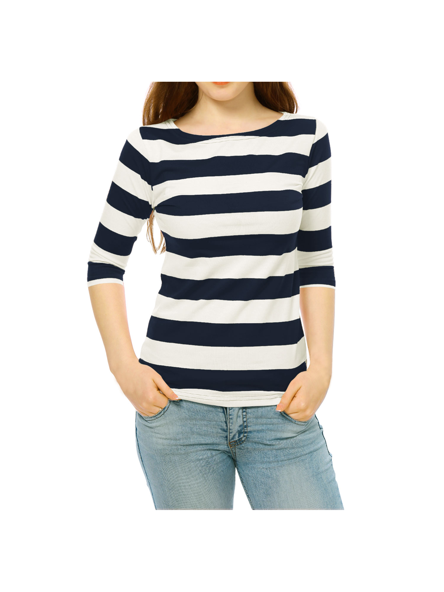 DARING DIVA Women's Halloween Costume Boat Neck Top T-Shirts XS Blue