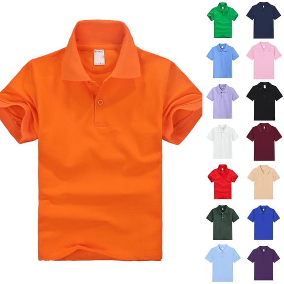 Solid Color Polo Shirt Short Sleeve Casual Top Breathable Uniform for Student Office Summer Wear Golf Sport Tee Yellow 130