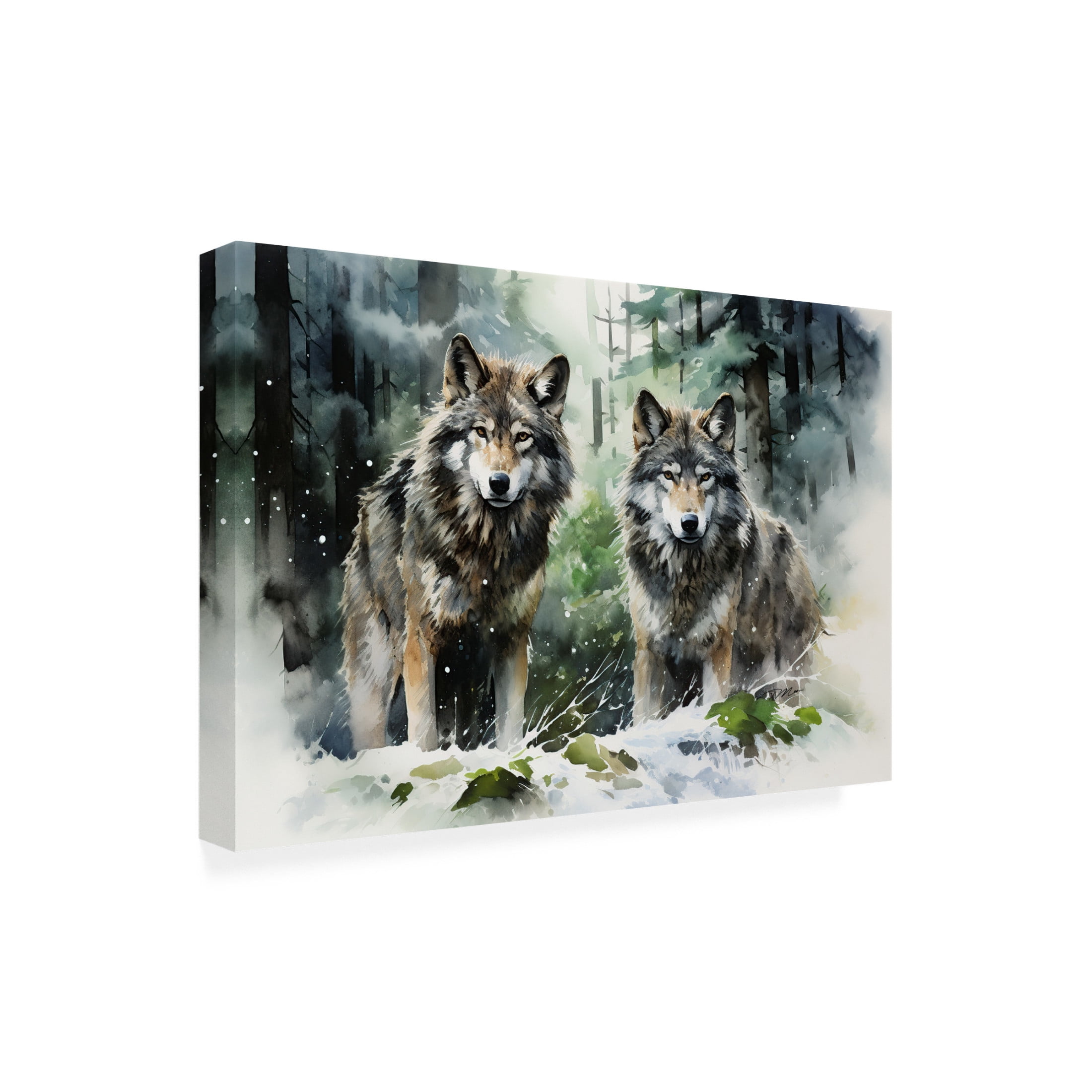 Canvas Wall Art - Momart 'Wild Life Of Predators In Watercolor 9' Wall Art for Living Room, Bedroom, or Office Décor by Trademark Fine Art - 24 x 16 Inches