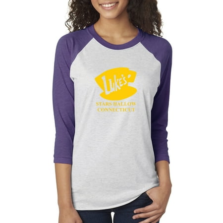- Luke's Diner Stars Hollow CT Gilmore Girls Womens 3/4 Raglan Sleeve T-Shirt Top