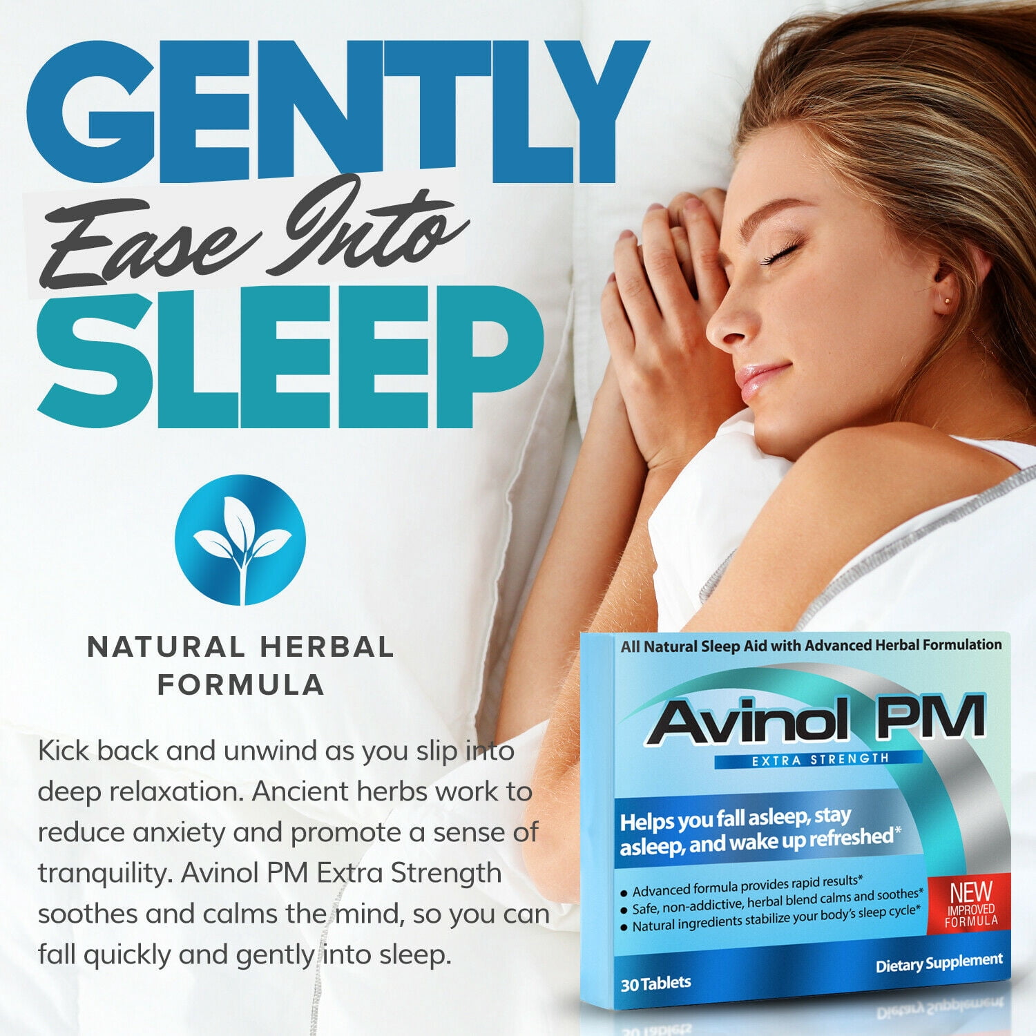 Avinol PM Extra Strength Natural Sleep Aid Herbal Formula 2 Pack (60 Count)