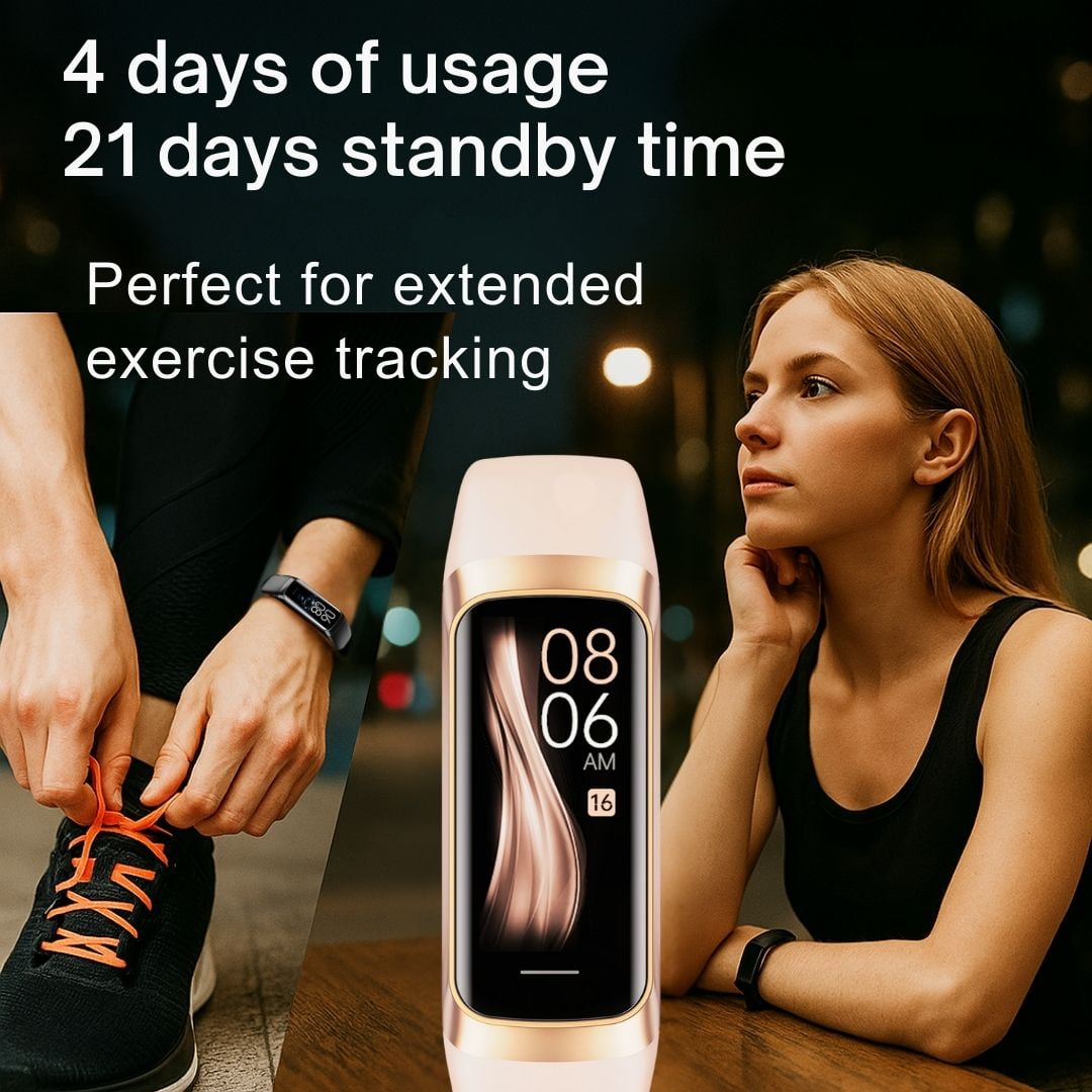 EFFEOKKI Slim Fitness Tracker For Women Men Wrist Watch Amoled Display Screen/25 Sport Modes/Waterproof Pedometer Smart Watch Compatible With Iphone Android Smartphone